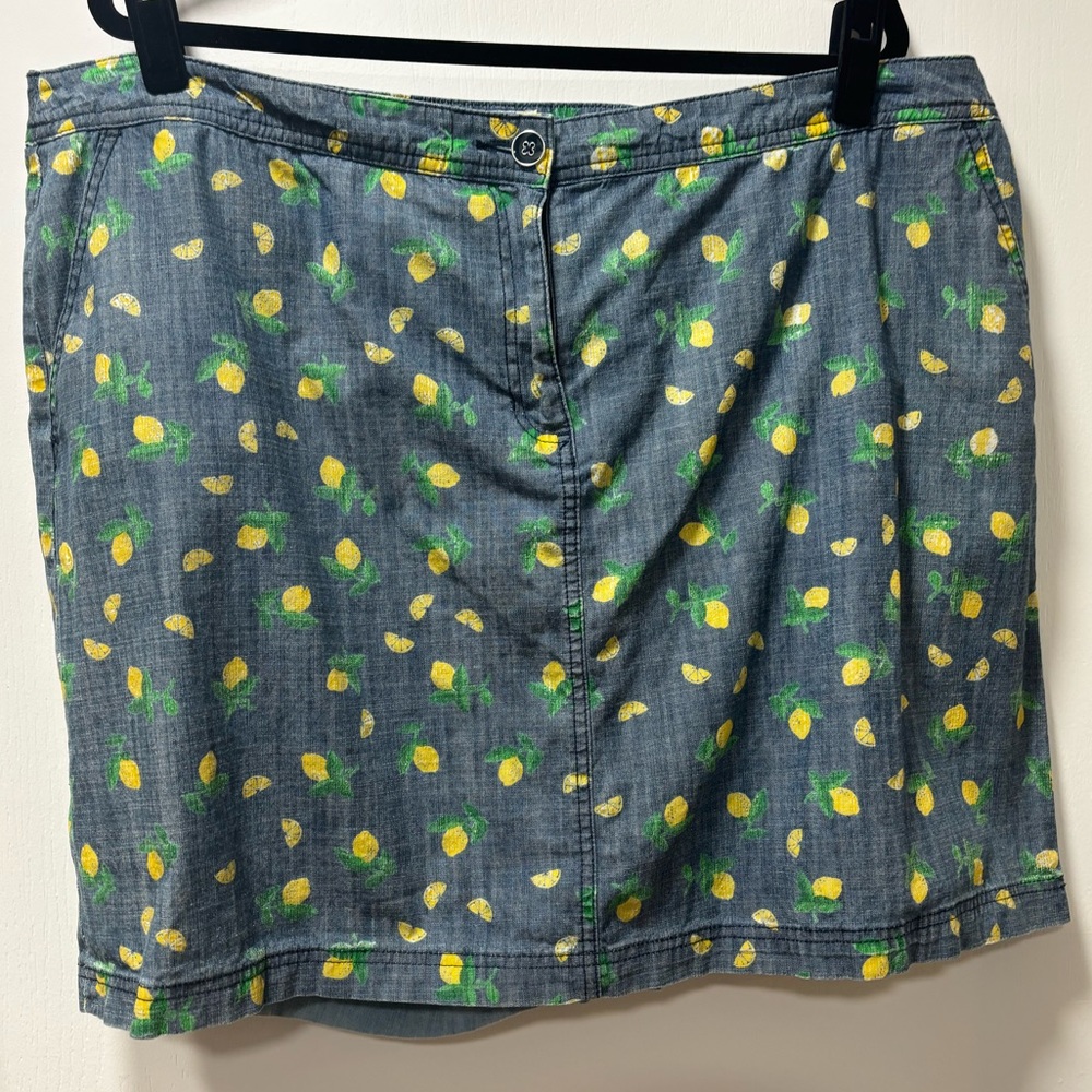 Karen Scott Lemon Print Chambray Skort Size 20W Summer Cottagecore - Picture 2 of 5